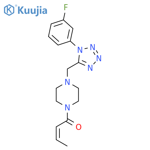 (2Z)-1-(4-{[1-(3-fluorophenyl)-1H-1,2,3,4-tetrazol-5-yl]methyl}piperazin-1-yl)but-2-en-1-one structure