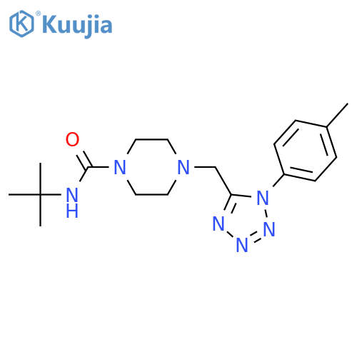 N-tert-butyl-4-{[1-(4-methylphenyl)-1H-1,2,3,4-tetrazol-5-yl]methyl}piperazine-1-carboxamide structure
