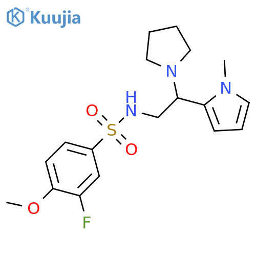 3-fluoro-4-methoxy-N-[2-(1-methyl-1H-pyrrol-2-yl)-2-(pyrrolidin-1-yl)ethyl]benzene-1-sulfonamide structure