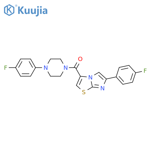 1-(4-fluorophenyl)-4-[6-(4-fluorophenyl)imidazo[2,1-b][1,3]thiazole-3-carbonyl]piperazine structure