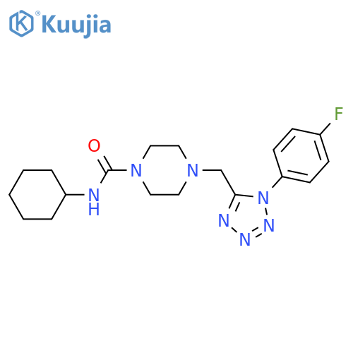 N-cyclohexyl-4-{[1-(4-fluorophenyl)-1H-1,2,3,4-tetrazol-5-yl]methyl}piperazine-1-carboxamide structure