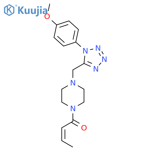 (2Z)-1-(4-{[1-(4-methoxyphenyl)-1H-1,2,3,4-tetrazol-5-yl]methyl}piperazin-1-yl)but-2-en-1-one structure