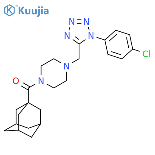 1-(adamantane-1-carbonyl)-4-{[1-(4-chlorophenyl)-1H-1,2,3,4-tetrazol-5-yl]methyl}piperazine structure