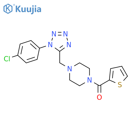 1-{[1-(4-chlorophenyl)-1H-1,2,3,4-tetrazol-5-yl]methyl}-4-(thiophene-2-carbonyl)piperazine structure