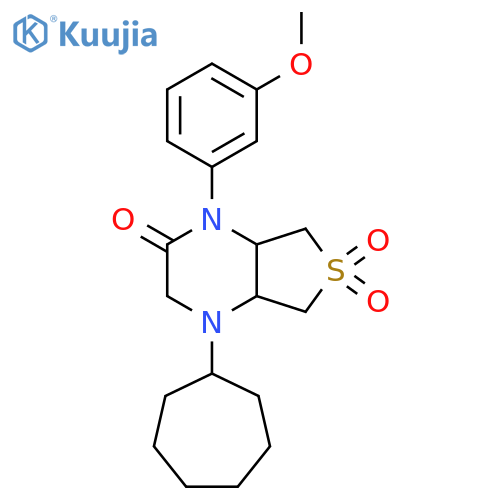 4-cycloheptyl-1-(3-methoxyphenyl)-octahydro-6lambda6-thieno[3,4-b]pyrazine-2,6,6-trione structure