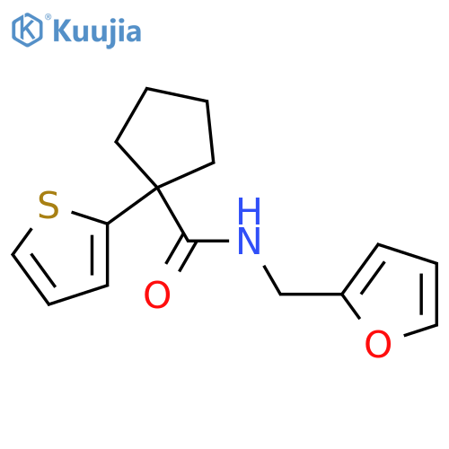 N-(furan-2-yl)methyl-1-(thiophen-2-yl)cyclopentane-1-carboxamide structure