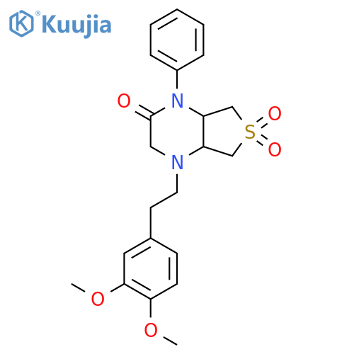4-[2-(3,4-dimethoxyphenyl)ethyl]-1-phenyl-octahydro-6lambda6-thieno[3,4-b]pyrazine-2,6,6-trione structure