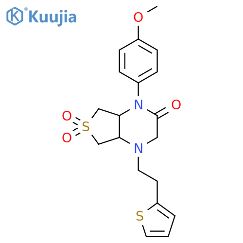1-(4-methoxyphenyl)-4-[2-(thiophen-2-yl)ethyl]-octahydro-6lambda6-thieno[3,4-b]pyrazine-2,6,6-trione structure