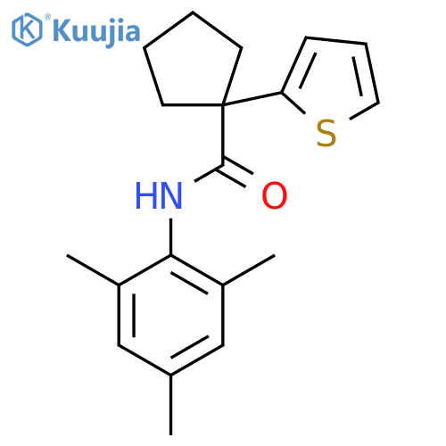 1-(thiophen-2-yl)-N-(2,4,6-trimethylphenyl)cyclopentane-1-carboxamide structure
