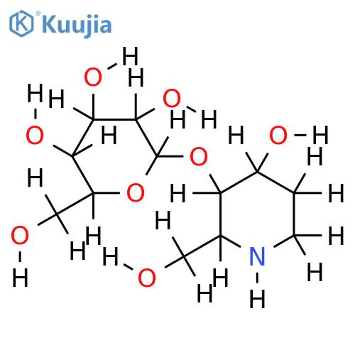1,2,5-trideoxy-4-O-(beta-D-glucopyranosyl)-1,5-imino-D-arabinohexitol structure