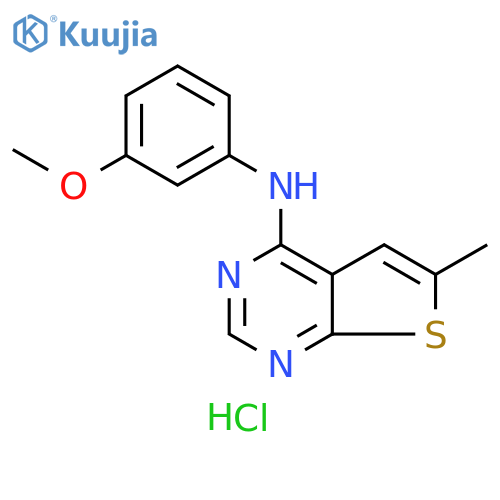 Thieno[2,3-d]pyrimidin-4-amine, N-(3-methoxyphenyl)-6-methyl-, hydrochloride (1:1) structure