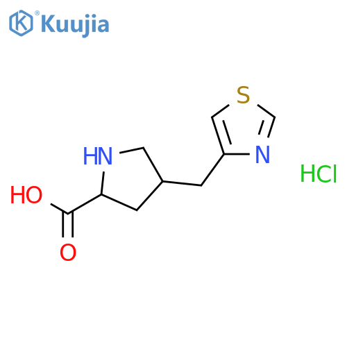 (2S,4S)-4-(Thiazol-4-ylmethyl)pyrrolidine-2-carboxylic acid hydrochloride structure