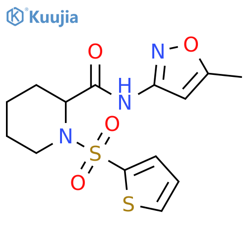 N-(5-methyl-1,2-oxazol-3-yl)-1-(thiophene-2-sulfonyl)piperidine-2-carboxamide structure