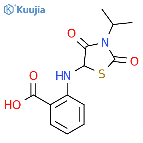 2-{[2,4-dioxo-3-(propan-2-yl)-1,3-thiazolidin-5-yl]amino}benzoic acid structure