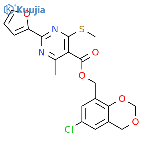 5-Pyrimidinecarboxylic acid, 2-(2-furanyl)-4-methyl-6-(methylthio)-, (6-chloro-4H-1,3-benzodioxin-8-yl)methyl ester structure