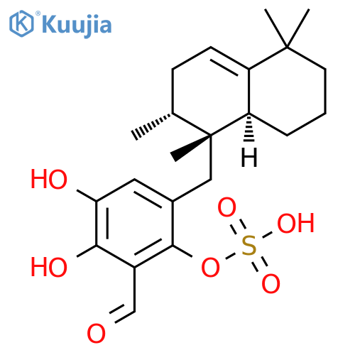 Benzaldehyde,2,3-dihydroxy-5-[[(1R,2R,8aS)-1,2,3,5,6,7,8,8a-octahydro-1,2,5,5-tetramethyl-1-naphthalenyl]methyl]-6-(sulfooxy)-(9CI) structure