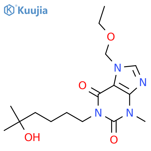 1H-Purine-2,6-dione,7-(ethoxymethyl)-3,7-dihydro-1-(5-hydroxy-5-methylhexyl)-3-methyl- structure