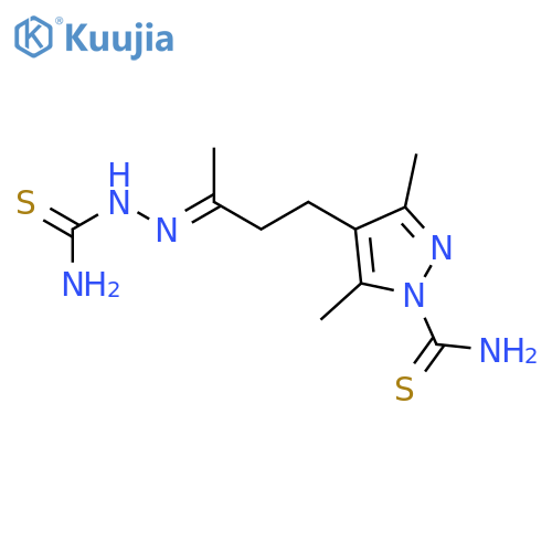 1H-Pyrazole-1-carbothioamide,4-[3-[2-(aminothioxomethyl)hydrazinylidene]butyl]-3,5-dimethyl- structure