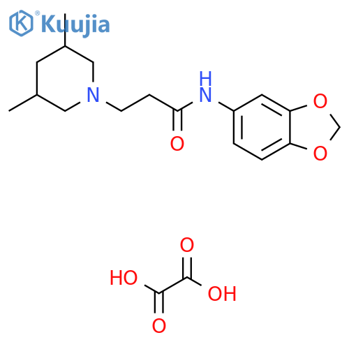 N-(2H-1,3-benzodioxol-5-yl)-3-(3,5-dimethylpiperidin-1-yl)propanamide; oxalic acid structure