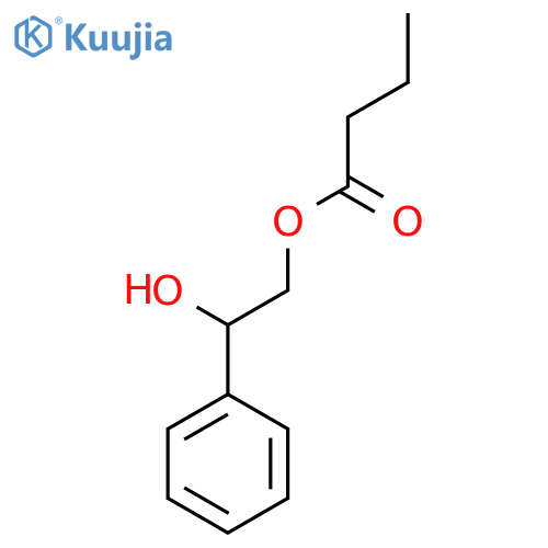 Butanoic acid, 2-hydroxy-2-phenylethyl ester structure