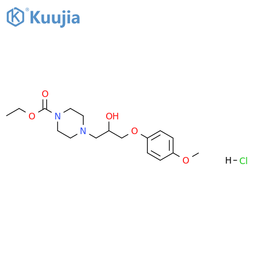ethyl 4-[2-hydroxy-3-(4-methoxyphenoxy)propyl]piperazine-1-carboxylate hydrochloride structure