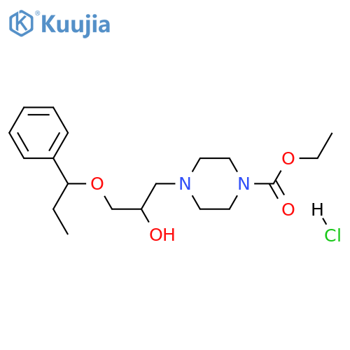 ethyl 4-[2-hydroxy-3-(1-phenylpropoxy)propyl]piperazine-1-carboxylate hydrochloride structure