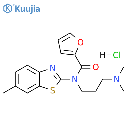N-[3-(dimethylamino)propyl]-N-(6-methyl-1,3-benzothiazol-2-yl)furan-2-carboxamide hydrochloride structure