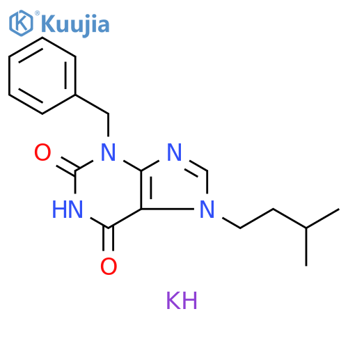 potassium 3-benzyl-7-(3-methylbutyl)-2,6-dioxo-2,3,6,7-tetrahydro-1H-purin-1-ide structure