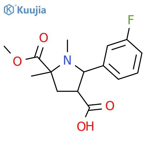2-(3-Fluorophenyl)-5-(methoxycarbonyl)-1,5-dimethyl-3-pyrrolidinecarboxylic acid structure