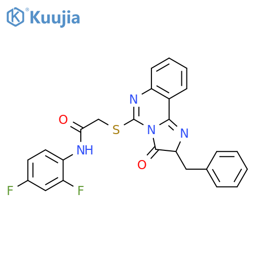2-({2-benzyl-3-oxo-2H,3H-imidazo[1,2-c]quinazolin-5-yl}sulfanyl)-N-(2,4-difluorophenyl)acetamide structure