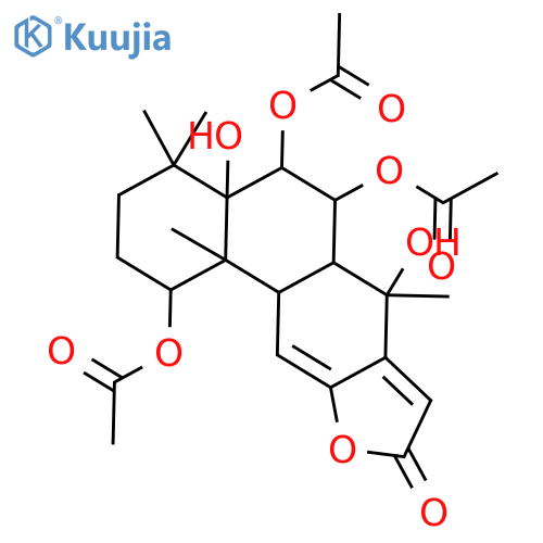 (1S,4aR,5S,6R,7S,11aS,11bS)-1,2,3,4,4a,5,6,6a,7,9,11a,11b-dodecahydro-4a,7-dihydroxy-4,4,7,11b-tetramethyl-9-oxophenanthro[3,2-b]furan-1,5,6-triyl triacetate structure