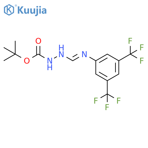 N'-1-Amino-1-(3,5-bis-(trifluoromethyl)phenyl)methylidene-hydrazinecarboxylic acid tert-butyl ester structure