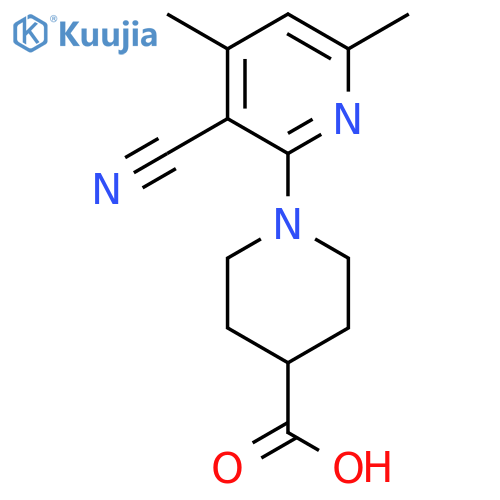 1-(3-Cyano-4,6-dimethyl-2-pyridyl)piperidine-4-carboxylic acid structure