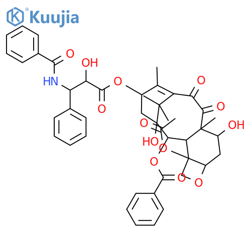 (2alpha,5beta,7alpha,13alpha)-4-(acetyloxy)-13-{[(2R,3S)-3-(benzoylamino)-2-hydroxy-3-phenylpropanoyl]oxy}-1,7-dihydroxy-9,10-dioxo-5,20-epoxytax-11-en-2-yl benzoate structure