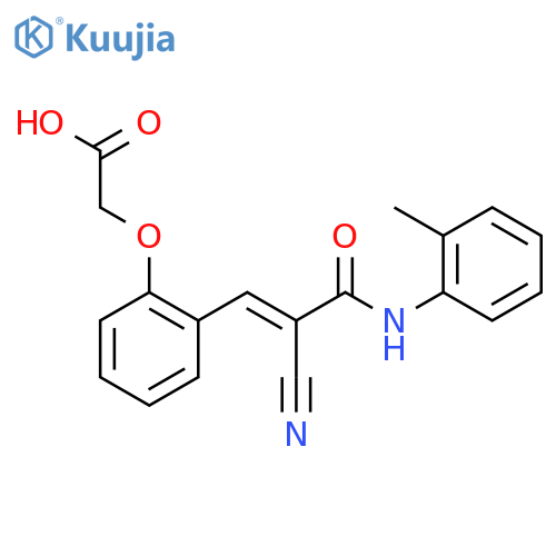 2-[2-[(E)-2-cyano-3-(2-methylanilino)-3-oxoprop-1-enyl]phenoxy]acetic acid structure