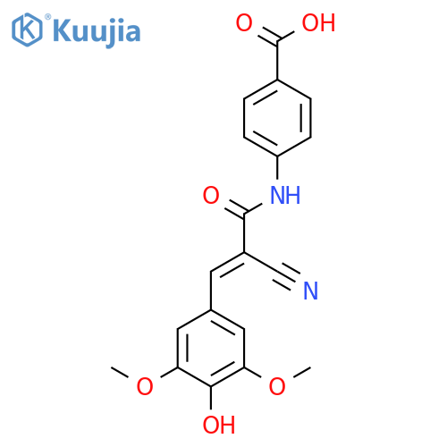 4-[2-Cyano-3-(4-hydroxy-3,5-dimethoxyphenyl)prop-2-enamido]benzoic acid structure
