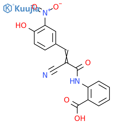 2-[2-Cyano-3-(4-hydroxy-3-nitrophenyl)prop-2-enamido]benzoic acid structure