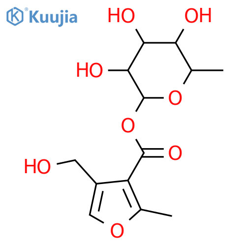 2-Alkyl-4-(hydroxymethyl)-3-furancarboxylic acids; 4-(Hydroxymethyl)-2-methyl-3-furancarboxylic acid, α-L-Rhamnopyranosyl ester structure