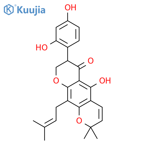 2H,6H-Benzo[1,2-b:5,4-b']dipyran-6-one,7-(2,4-dihydroxyphenyl)-7,8-dihydro-5-hydroxy-2,2-dimethyl-10-(3-methyl-2-buten-1-yl)- structure