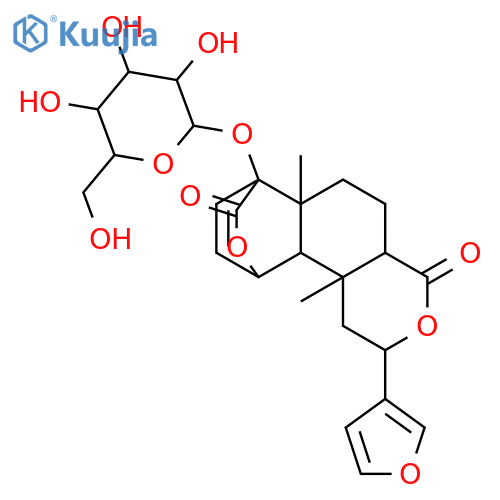 1,4-Etheno-3H,7H-benzo[1,2-c:3,4-c']dipyran-3,7-dione,9-(3-furanyl)-4-(b-D-glucopyranosyloxy)-1,4,4a,5,6,6a,9,10,10a,10b-decahydro-4a,10a-dimethyl-,(1R,4R,4aR,6aR,9S,10aS,10bS)- (9CI) structure