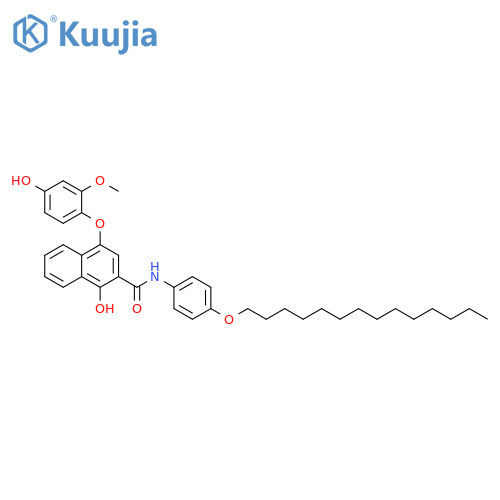 2-Naphthalenecarboxamide,1-hydroxy-4-(4-hydroxy-2-methoxyphenoxy)-N-[4-(tetradecyloxy)phenyl]- structure