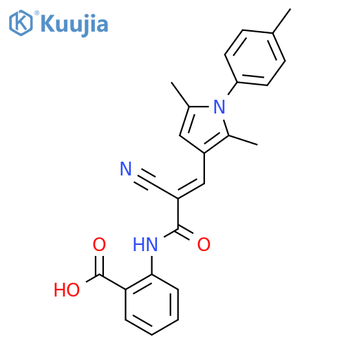 2-{2-cyano-3-[2,5-dimethyl-1-(4-methylphenyl)-1H-pyrrol-3-yl]prop-2-enamido}benzoic acid structure