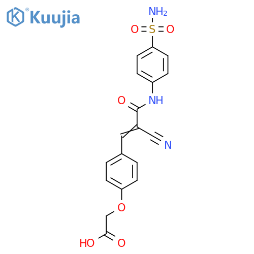 2-(4-{2-Cyano-2-[(4-sulfamoylphenyl)carbamoyl]eth-1-en-1-yl}phenoxy)acetic acid structure