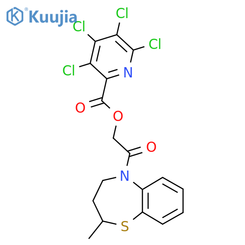 2-(2-Methyl-2,3,4,5-tetrahydro-1,5-benzothiazepin-5-yl)-2-oxoethyl 3,4,5,6-tetrachloropyridine-2-carboxylate structure