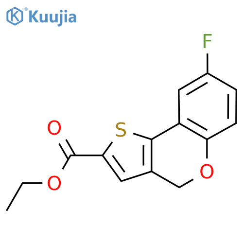 4H-Thieno[3,2-c][1]benzopyran-2-carboxylicacid, 8-fluoro-, ethyl ester structure