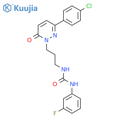 3-{3-[3-(4-chlorophenyl)-6-oxo-1,6-dihydropyridazin-1-yl]propyl}-1-(3-fluorophenyl)urea structure