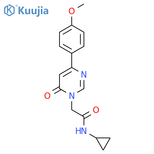 N-cyclopropyl-2-[4-(4-methoxyphenyl)-6-oxo-1,6-dihydropyrimidin-1-yl]acetamide structure