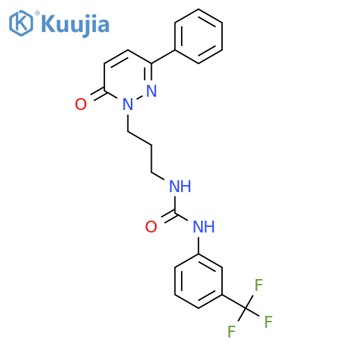 3-[3-(6-oxo-3-phenyl-1,6-dihydropyridazin-1-yl)propyl]-1-[3-(trifluoromethyl)phenyl]urea structure
