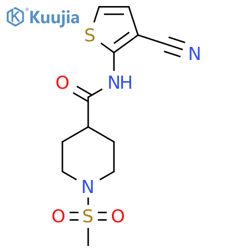 N-(3-cyanothiophen-2-yl)-1-methanesulfonylpiperidine-4-carboxamide structure