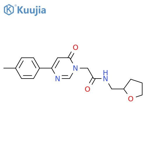 2-[4-(4-methylphenyl)-6-oxo-1,6-dihydropyrimidin-1-yl]-N-[(oxolan-2-yl)methyl]acetamide structure